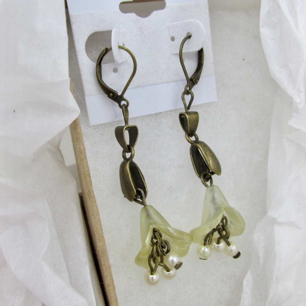 Rustic Brass Flower Earrings